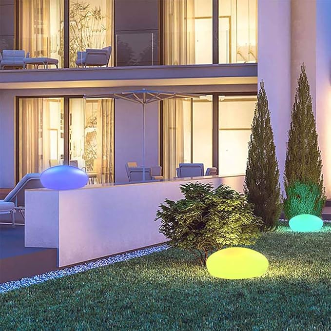 Gartenleuchte in Kieselstein-Optik